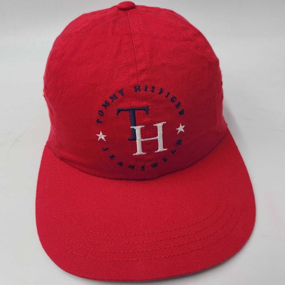 Vintage Youth Tommy Hilfiger Hat Snapback Red Jeanswear Cotton Casual Wear Boys